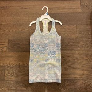 Ivivva Girls size 10 blue and green athletic tank top